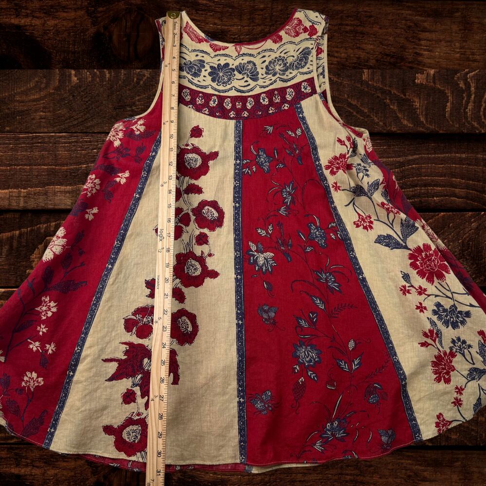 Free People Russian Circles Boho Botanical Sleeveless Shift Mini Dress Red XS - Picture 6 of 7